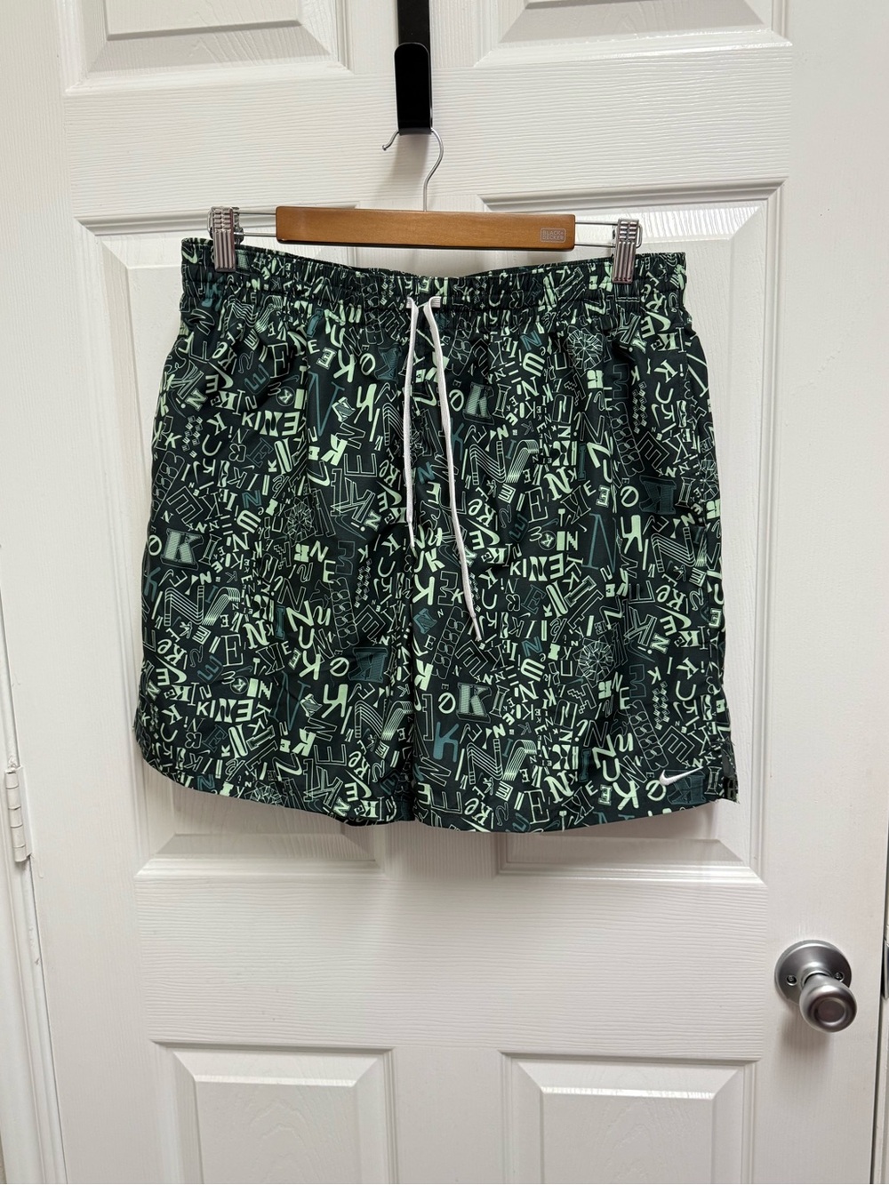Nike Black and Green Swim Trunks